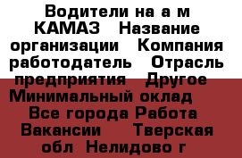 Водители на а/м КАМАЗ › Название организации ­ Компания-работодатель › Отрасль предприятия ­ Другое › Минимальный оклад ­ 1 - Все города Работа » Вакансии   . Тверская обл.,Нелидово г.
